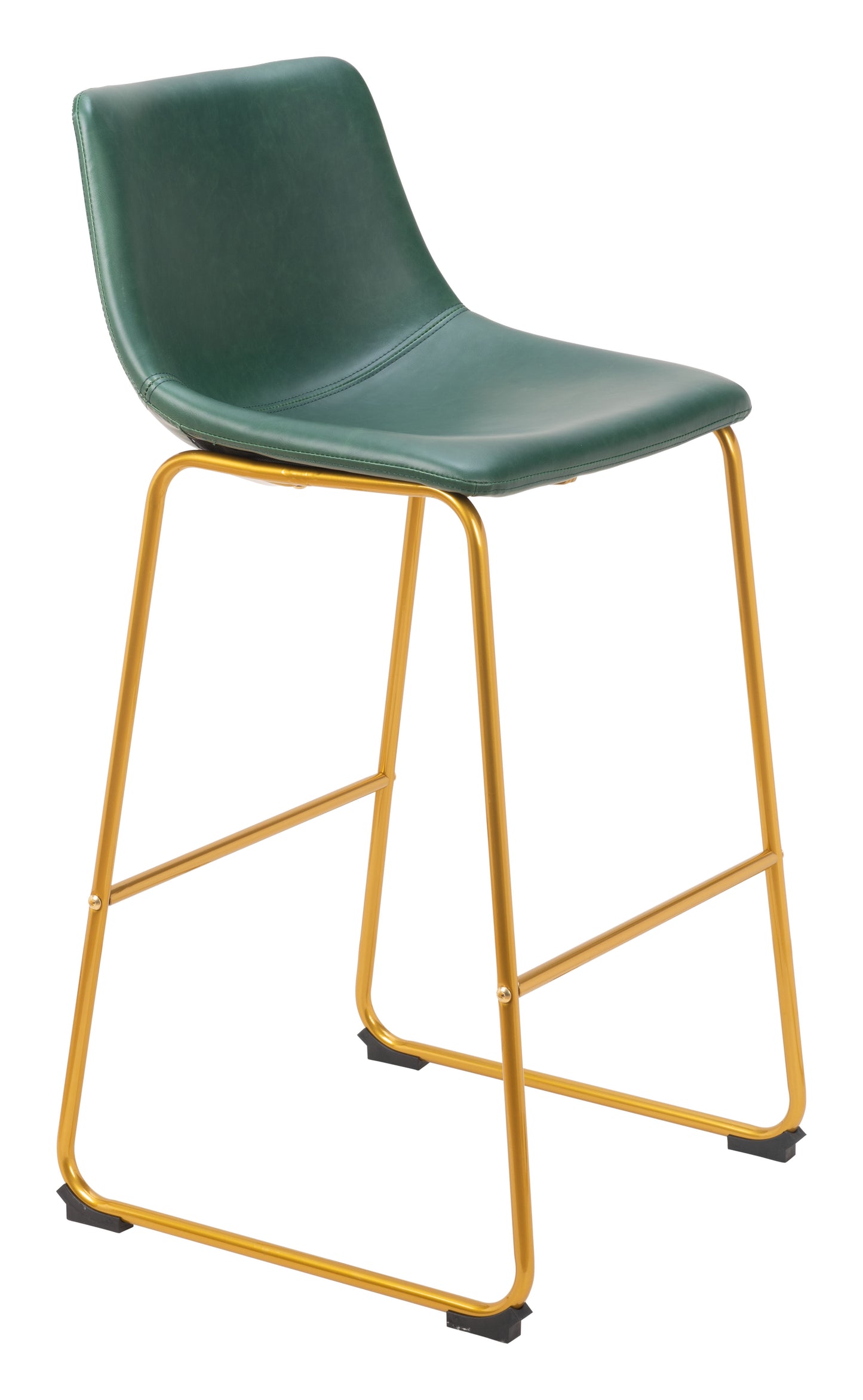 Augusta Barstool Set of 2 - Green & Gold Stylish and Modern Upholstered Barstools for Contemporary Kitchens and Bars