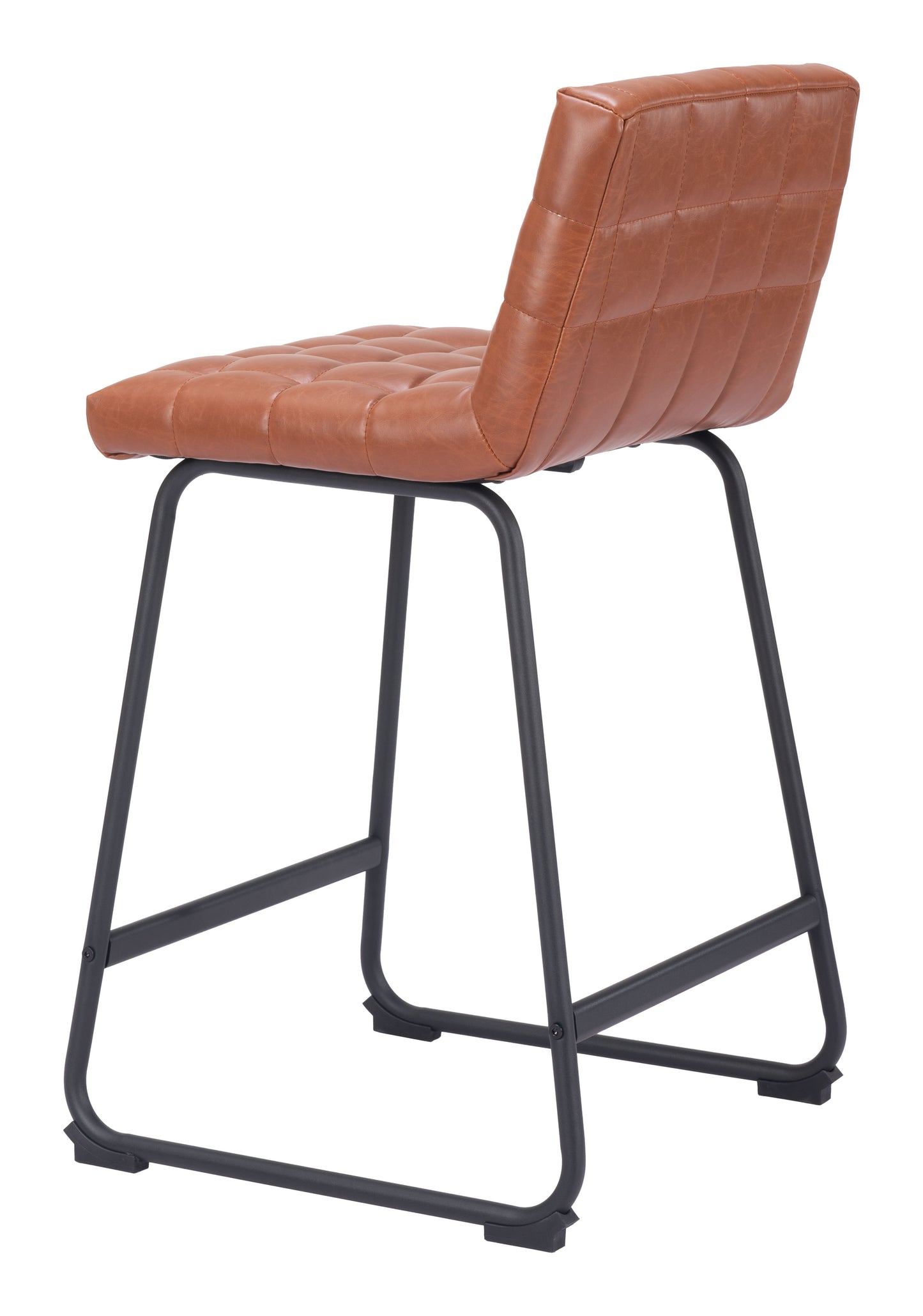 Pago Counter Stool Set of 2 - Brown Modern and Stylish Upholstered Stools for Contemporary Kitchens and Dining Spaces