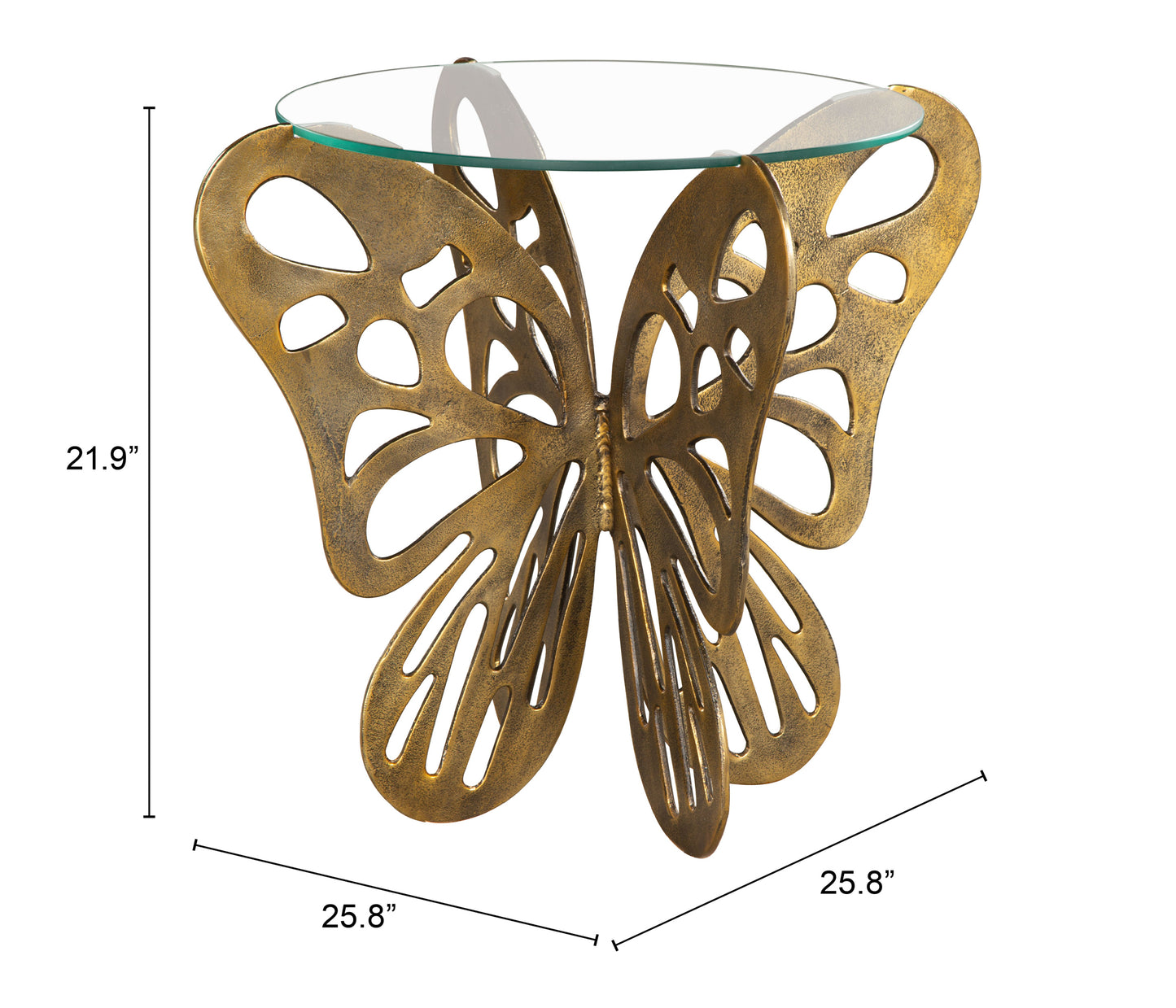 Motyl Accent Table Gold β Luxurious and Elegant Gold Accent Table for Living Room or Bedroom Decor