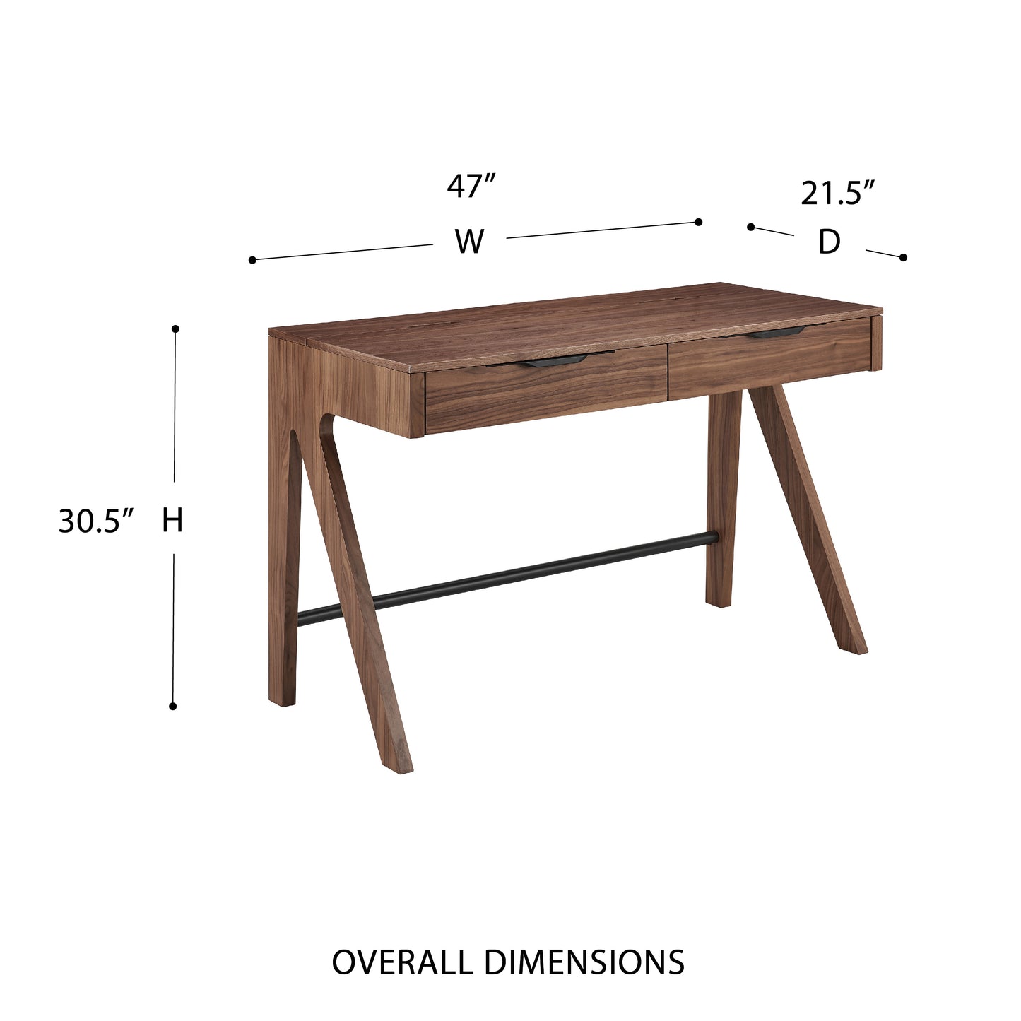 Milo 47-Inch Desk in Walnut