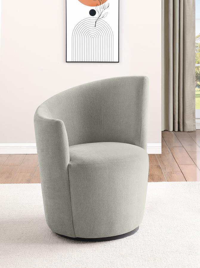 Nueva Blush Upholstered Swivel Chair – Curved Backrest Accent Lounge Chair