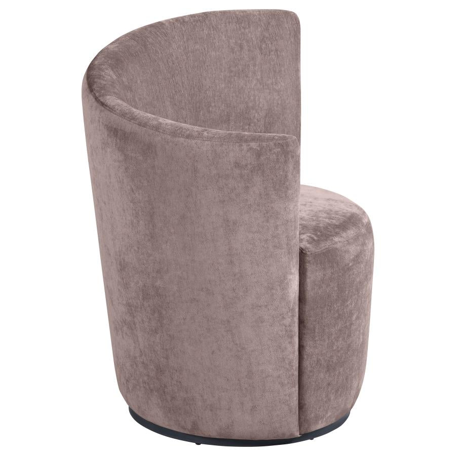 Nueva Blush Upholstered Swivel Chair – Curved Backrest Accent Lounge Chair