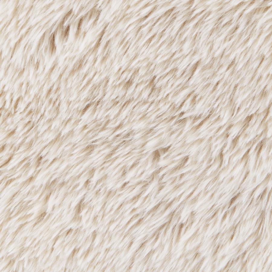 Fitzroy Faux Fur Upholstered Chair with Solid Wood Arms in Latte – Luxurious Comfort