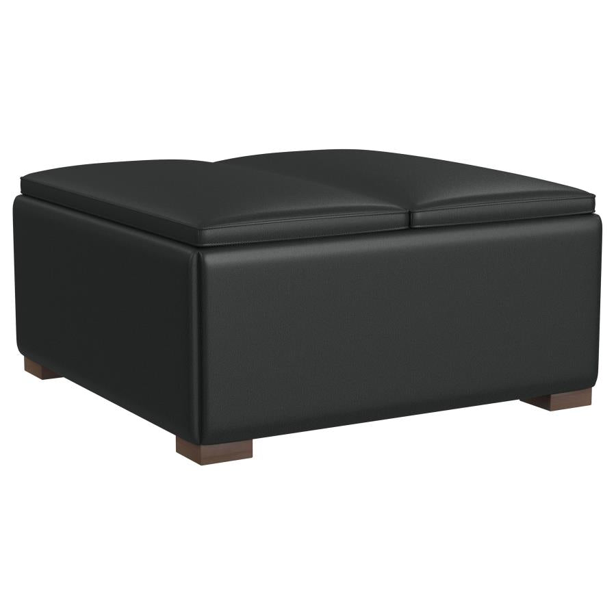 Paris Upholstered Storage Ottoman with Trays Black - Chic and Functional Piece for Storage and Serving Needs
