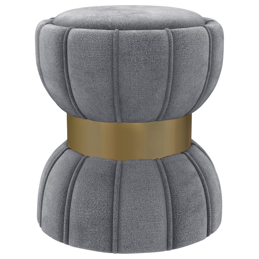 Sora Round Upholstered Ottoman Grey - Modern and Elegant Accent for Any Room in Your Home
