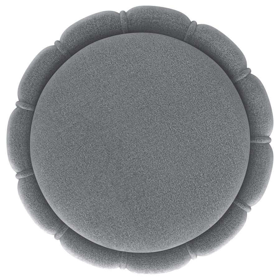 Sora Round Upholstered Ottoman Grey - Modern and Elegant Accent for Any Room in Your Home