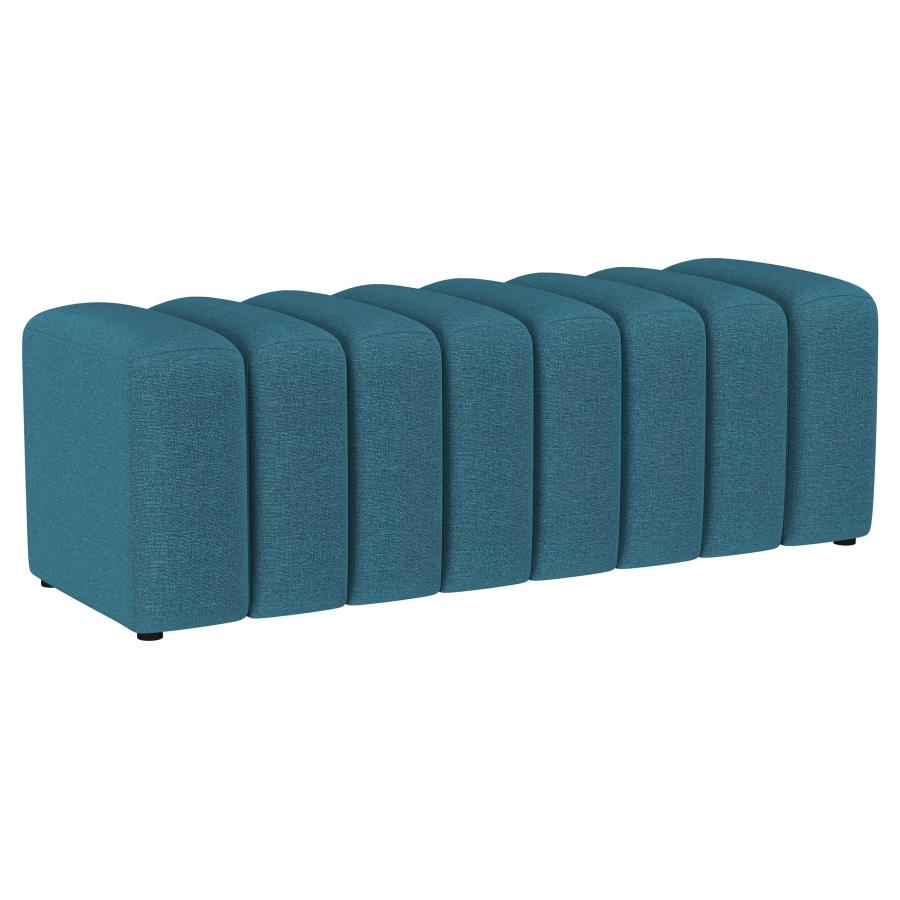Summer Fabric Upholstered Tufted Accent Bench Peacock Blue - Bold and Stylish Seating for Your Living Space