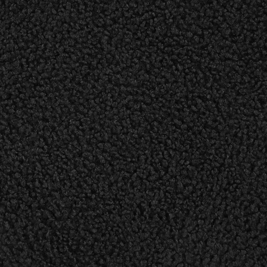 Zena Faux Sheepskin Upholstered Round Ottoman β Black for a Luxurious and Modern Accent Piece