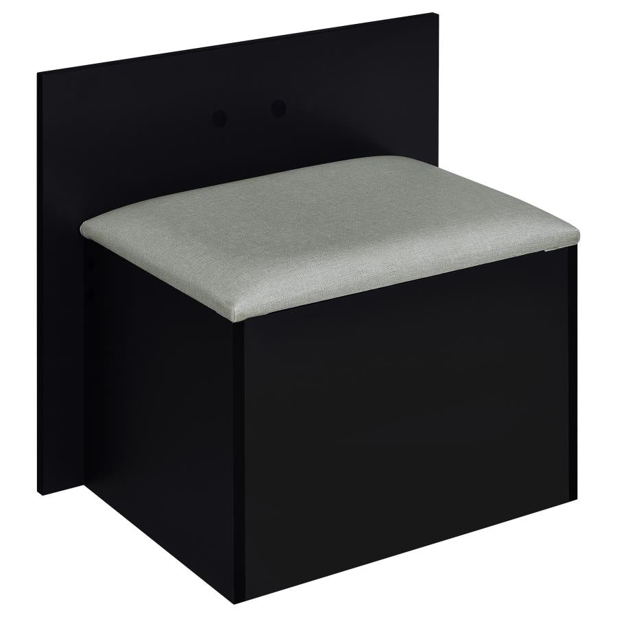 Flora 2-Drawer Vanity Set with LED Mirror in Black High Gloss – Modern Glam Makeup Station