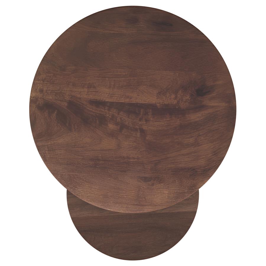 Yency 2-Piece Round Mango Wood Nesting Table Set in Dark Brown – Stylish & Space-Saving