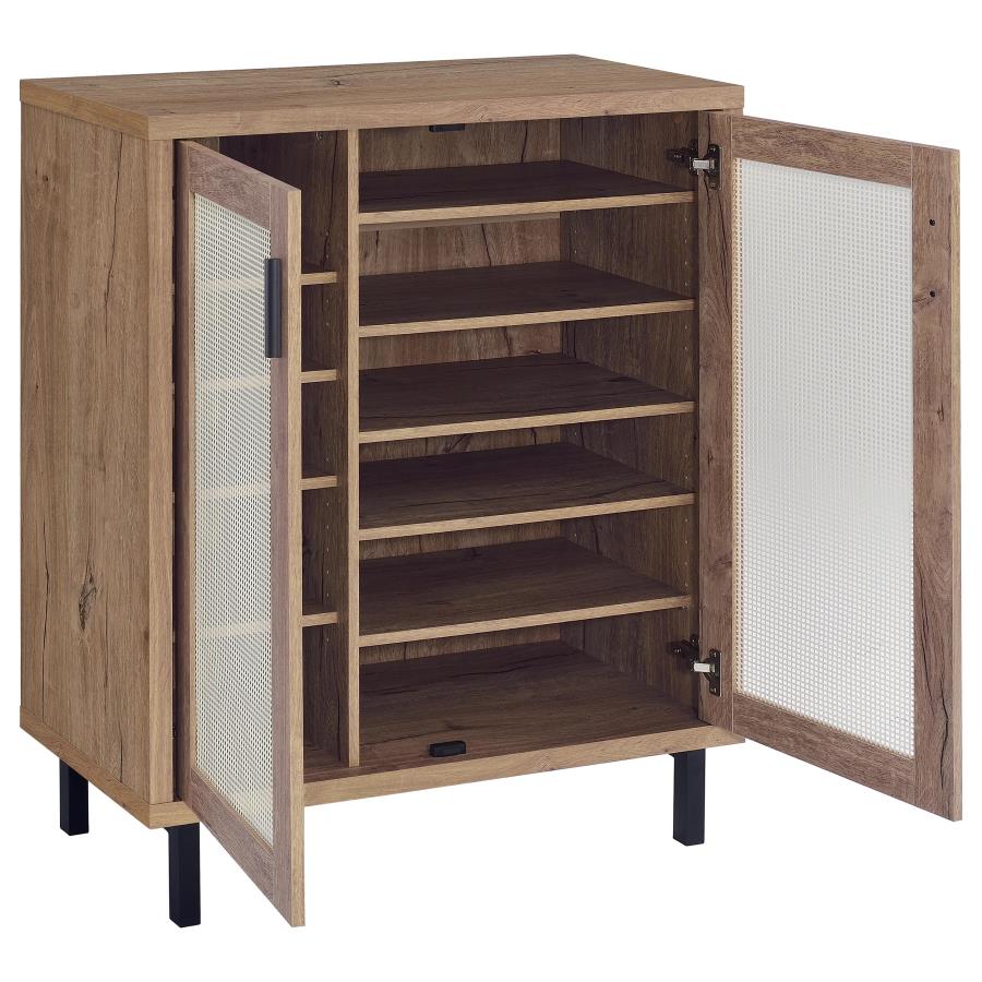 Teller 2-Door Shoe Storage Cabinet in Natural Oak – Sleek & Functional Entryway Organizer