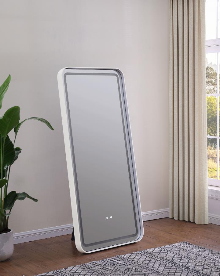 Glendora 32 x 71 Inch LED Standing Mirror with BT Speakers Black - Modern and Functional Full-Length Mirror with Bluetooth Audio