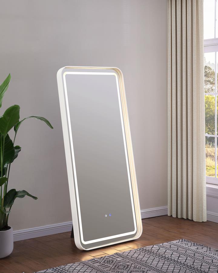 Glendora 32 x 71 Inch LED Standing Mirror with BT Speakers Black - Modern and Functional Full-Length Mirror with Bluetooth Audio