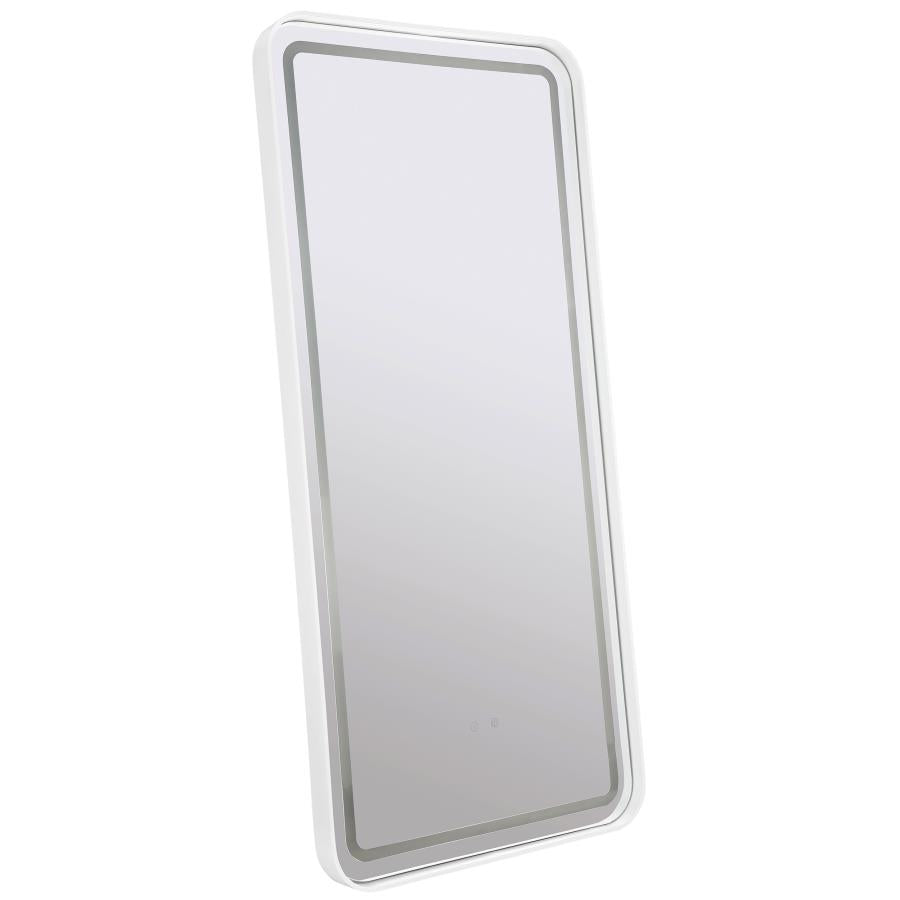 Glendora 32 x 71 Inch LED Standing Mirror with BT Speakers Black - Modern and Functional Full-Length Mirror with Bluetooth Audio