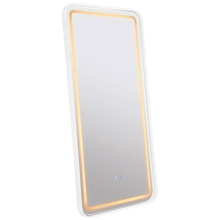 Glendora 32 x 71 Inch LED Standing Mirror with BT Speakers Black - Modern and Functional Full-Length Mirror with Bluetooth Audio