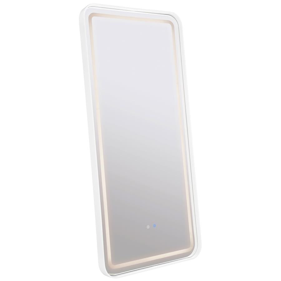 Glendora 32 x 71 Inch LED Standing Mirror with BT Speakers Black - Modern and Functional Full-Length Mirror with Bluetooth Audio