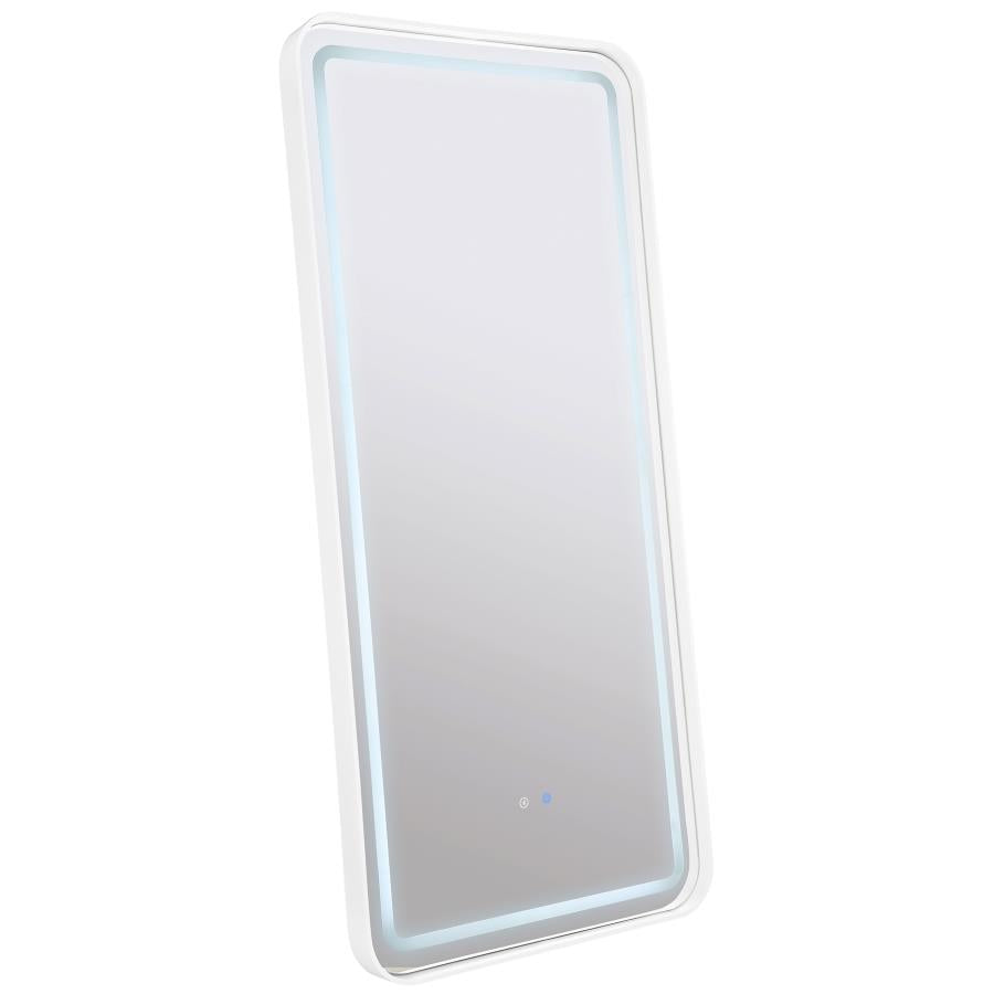 Glendora 32 x 71 Inch LED Standing Mirror with BT Speakers Black - Modern and Functional Full-Length Mirror with Bluetooth Audio
