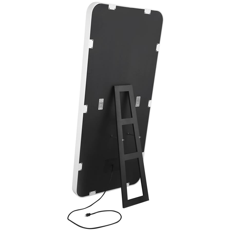 Glendora 32 x 71 Inch LED Standing Mirror with BT Speakers Black - Modern and Functional Full-Length Mirror with Bluetooth Audio