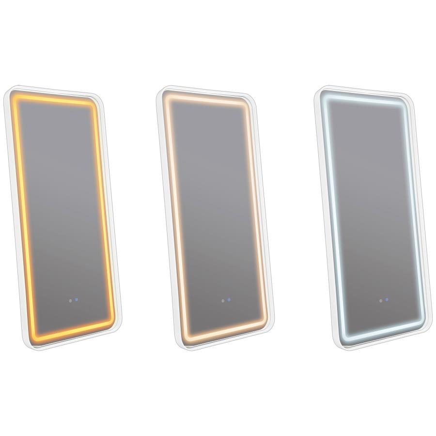 Glendora 32 x 71 Inch LED Standing Mirror with BT Speakers Black - Modern and Functional Full-Length Mirror with Bluetooth Audio