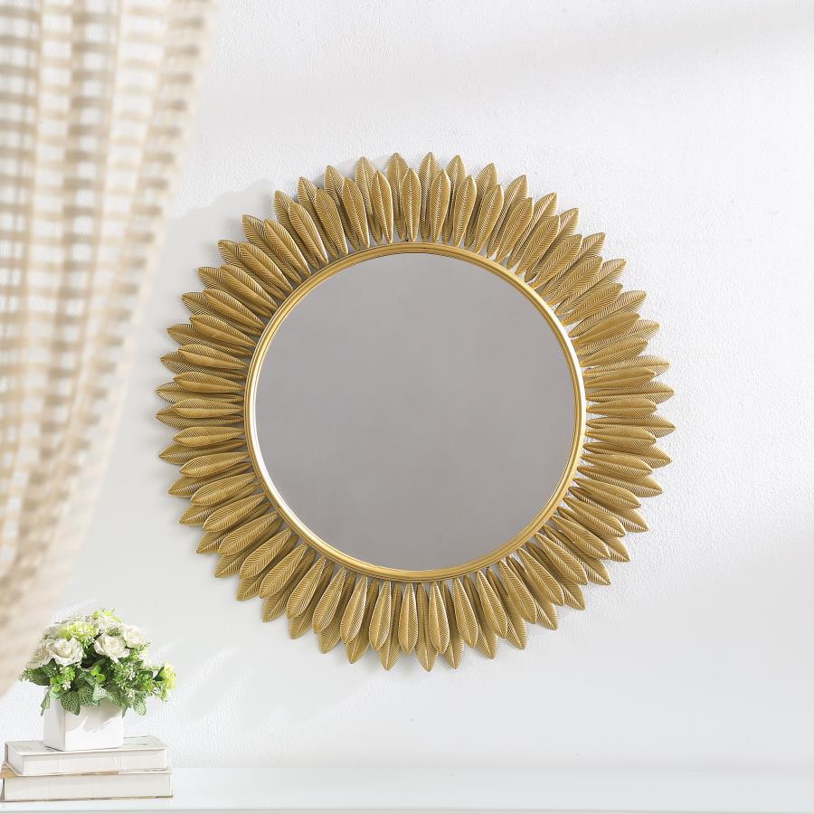 Tuscany 35 x 35 Inch Sunburst Wall Mirror Gold - Elegant and Eye-Catching Accent for Your Home Decor