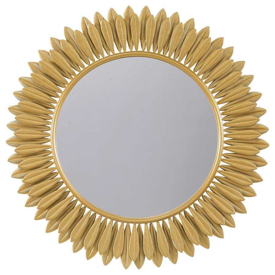 Tuscany 35 x 35 Inch Sunburst Wall Mirror Gold - Elegant and Eye-Catching Accent for Your Home Decor