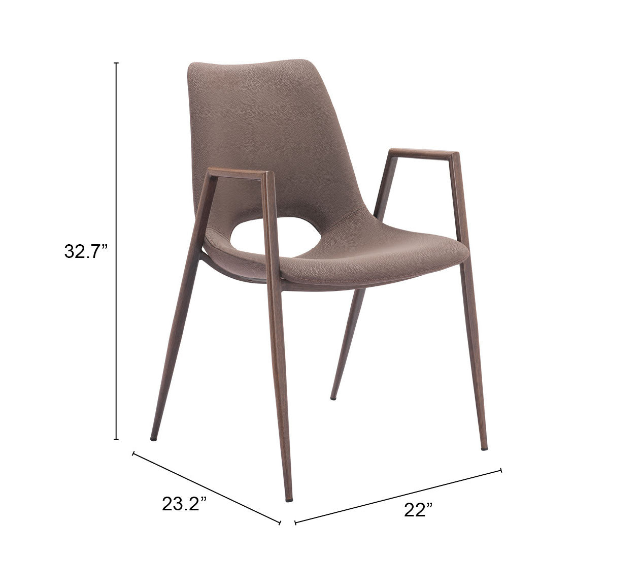 Desi Dining Chair Set of 2 - Chic Brown & Walnut Design for Modern Dining Rooms and Spaces