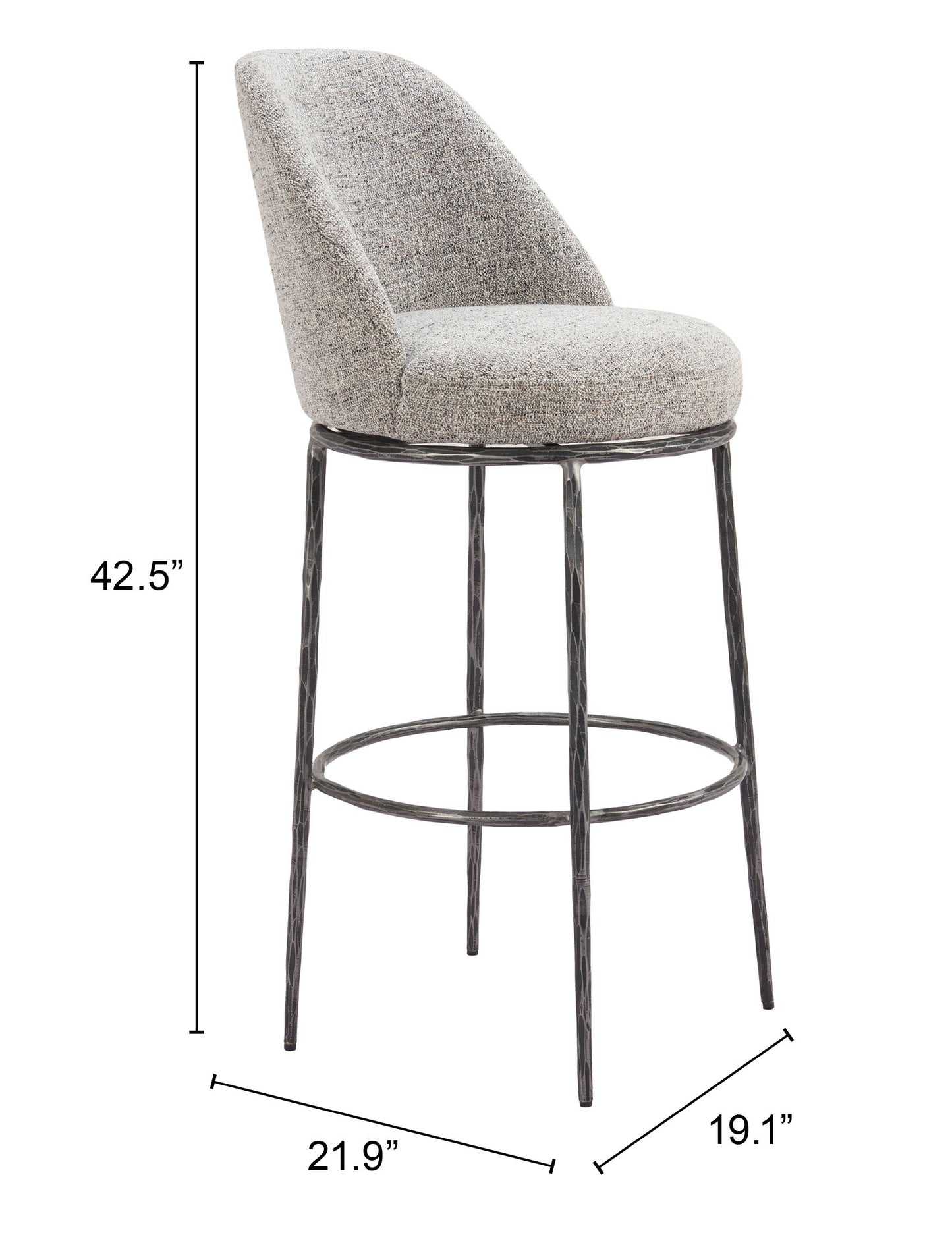 Nordhavn Swivel Barstool Gray β Stylish and Comfortable Gray Swivel Barstool for Modern Kitchens or Bars