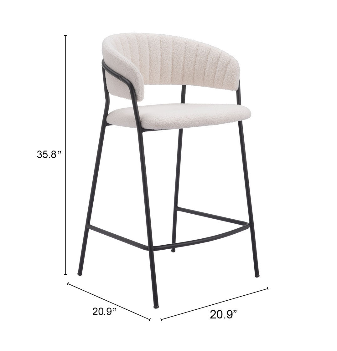 Josephine Counter Stool Set of 2 - Elegant Cream Design for Chic Kitchens and Dining Spaces