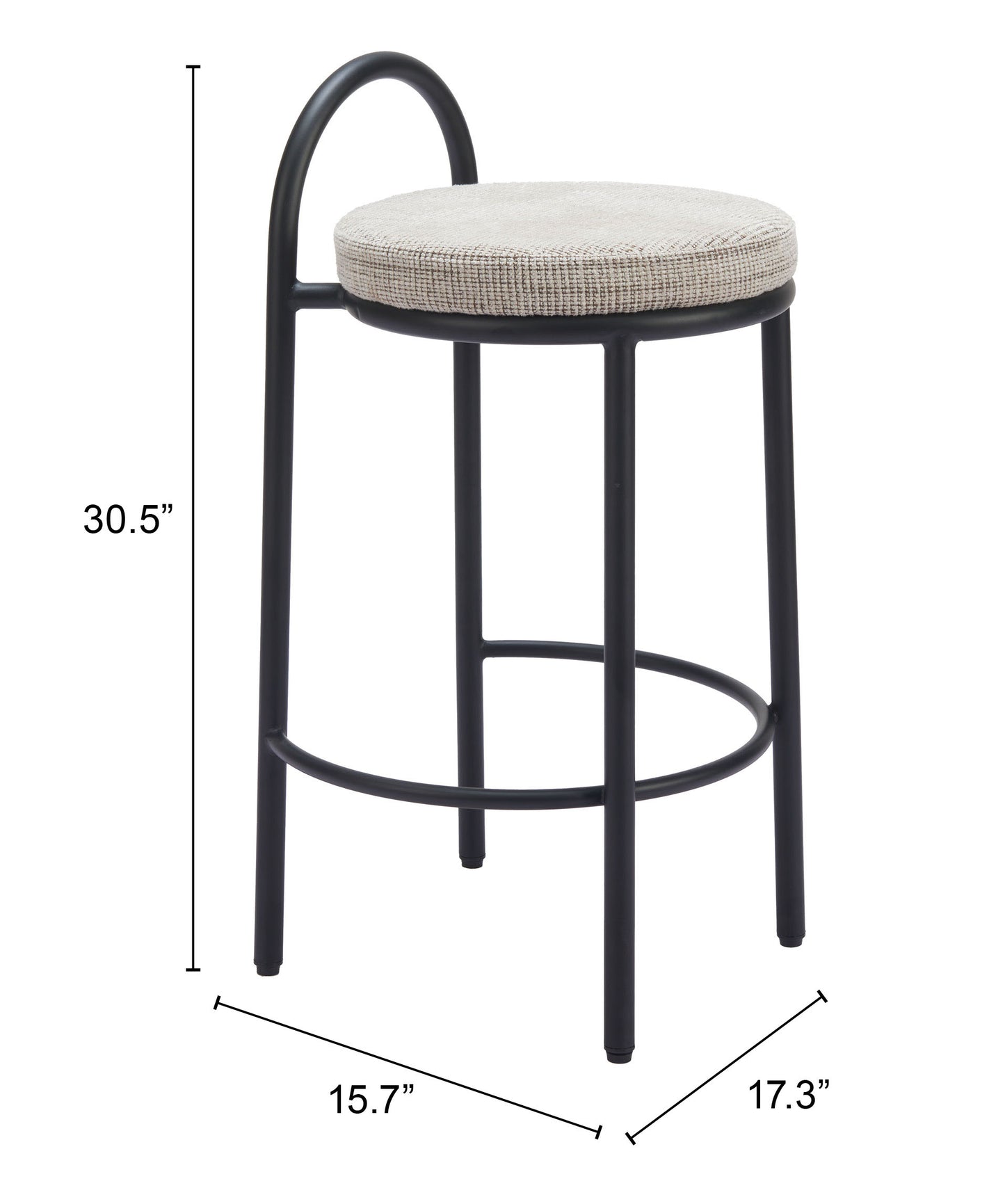 Sisal Counter Stool Set of 2 - Beige Tweed Stylish Upholstered Stools for Modern Kitchens and Dining Areas