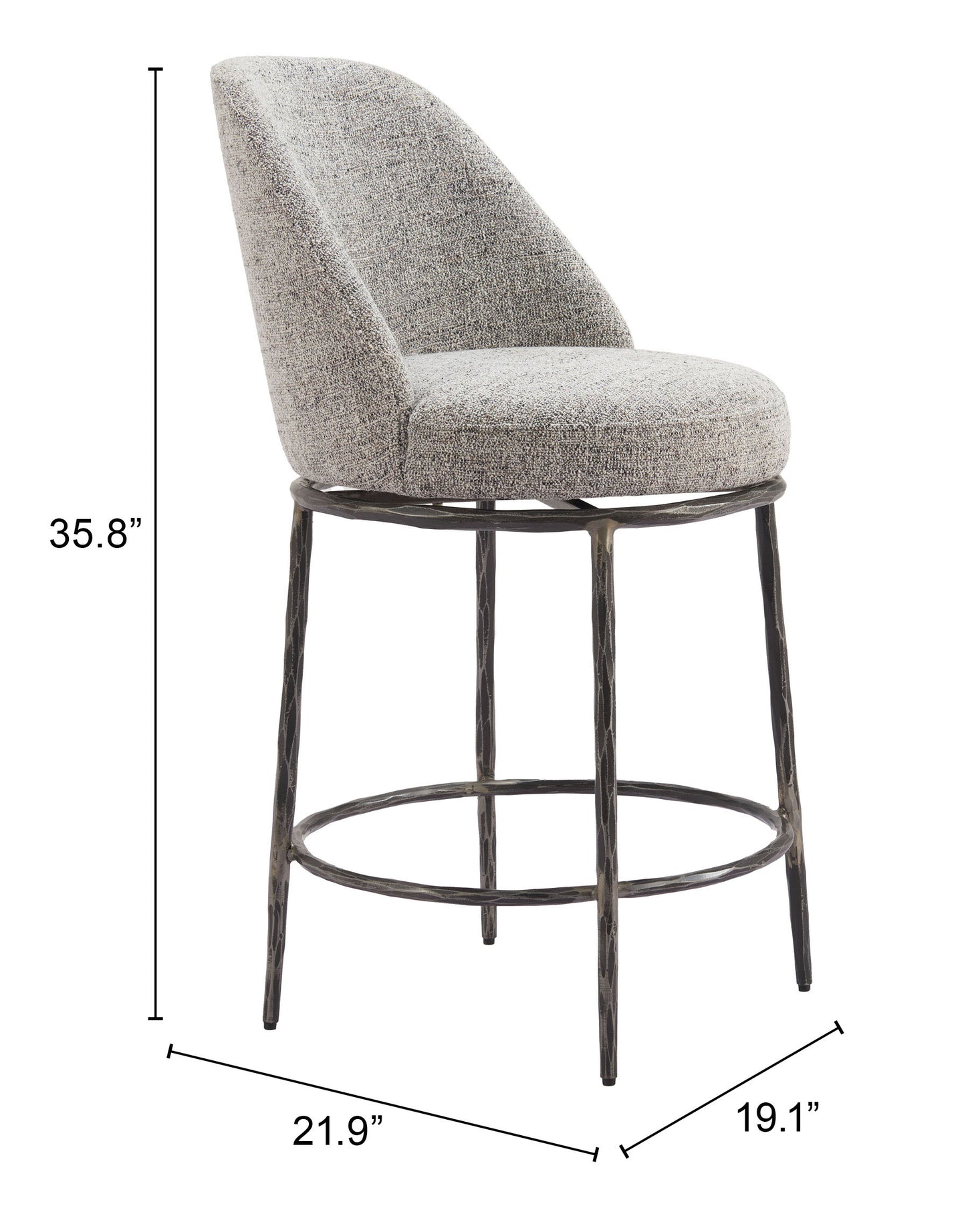 Nordhavn Swivel Counter Stool Gray β Modern and Comfortable Gray Swivel Counter Stool for Contemporary Kitchens or Bars