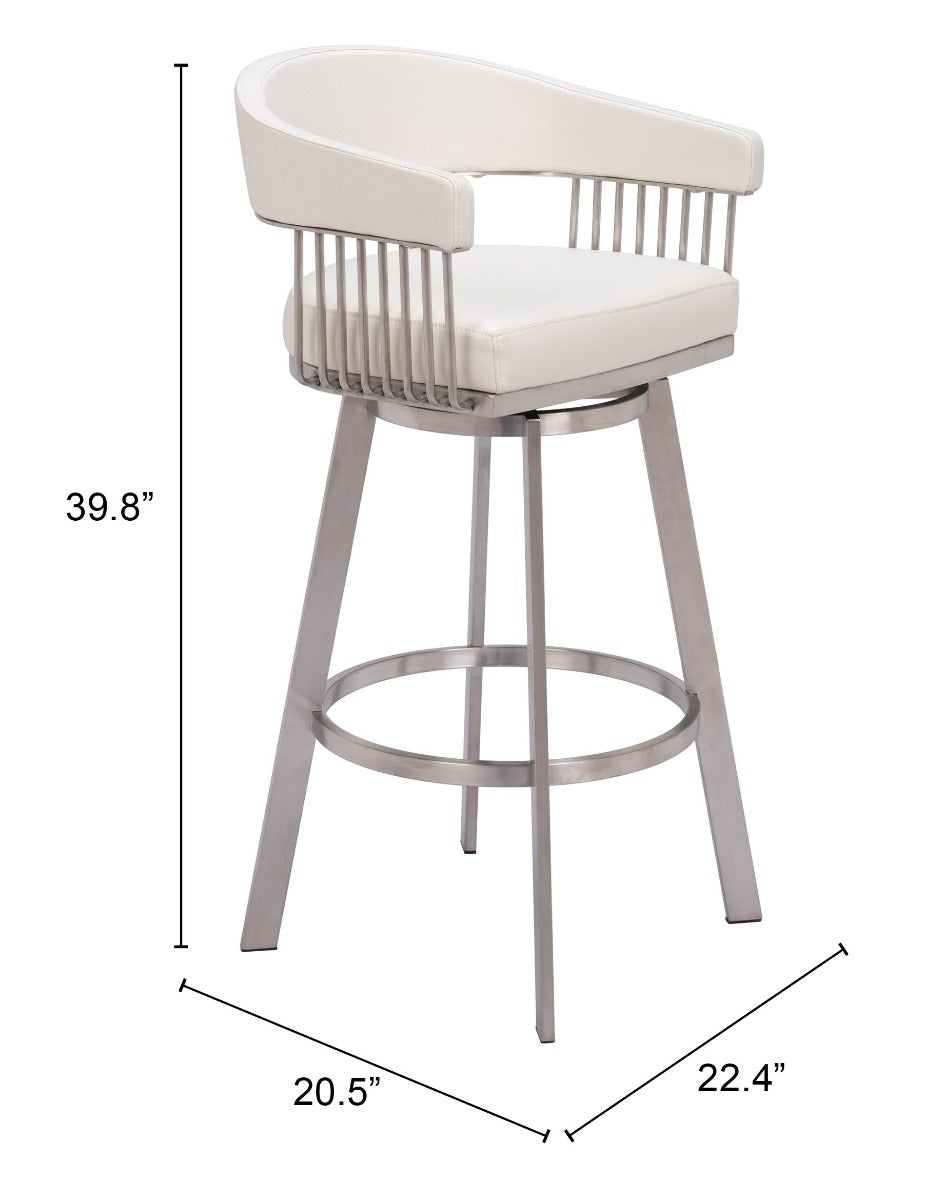 Bantry Swivel Barstool - White Stylish and Comfortable Swivel Barstool for Modern Kitchens and Bars