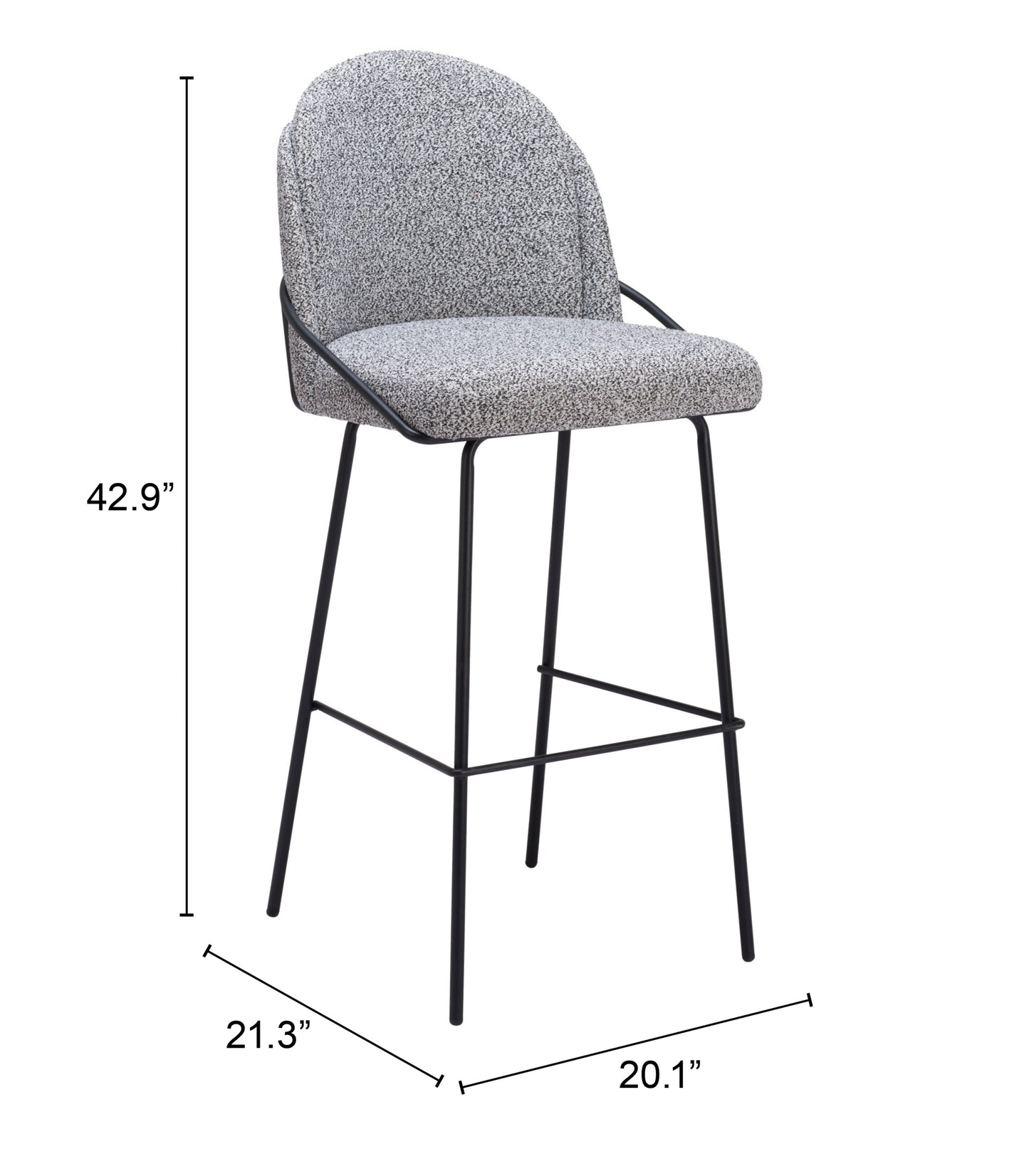 Jambi Barstool Set of 2 - Black & White Stylish and Modern Barstools for Contemporary Kitchens and Home Bars