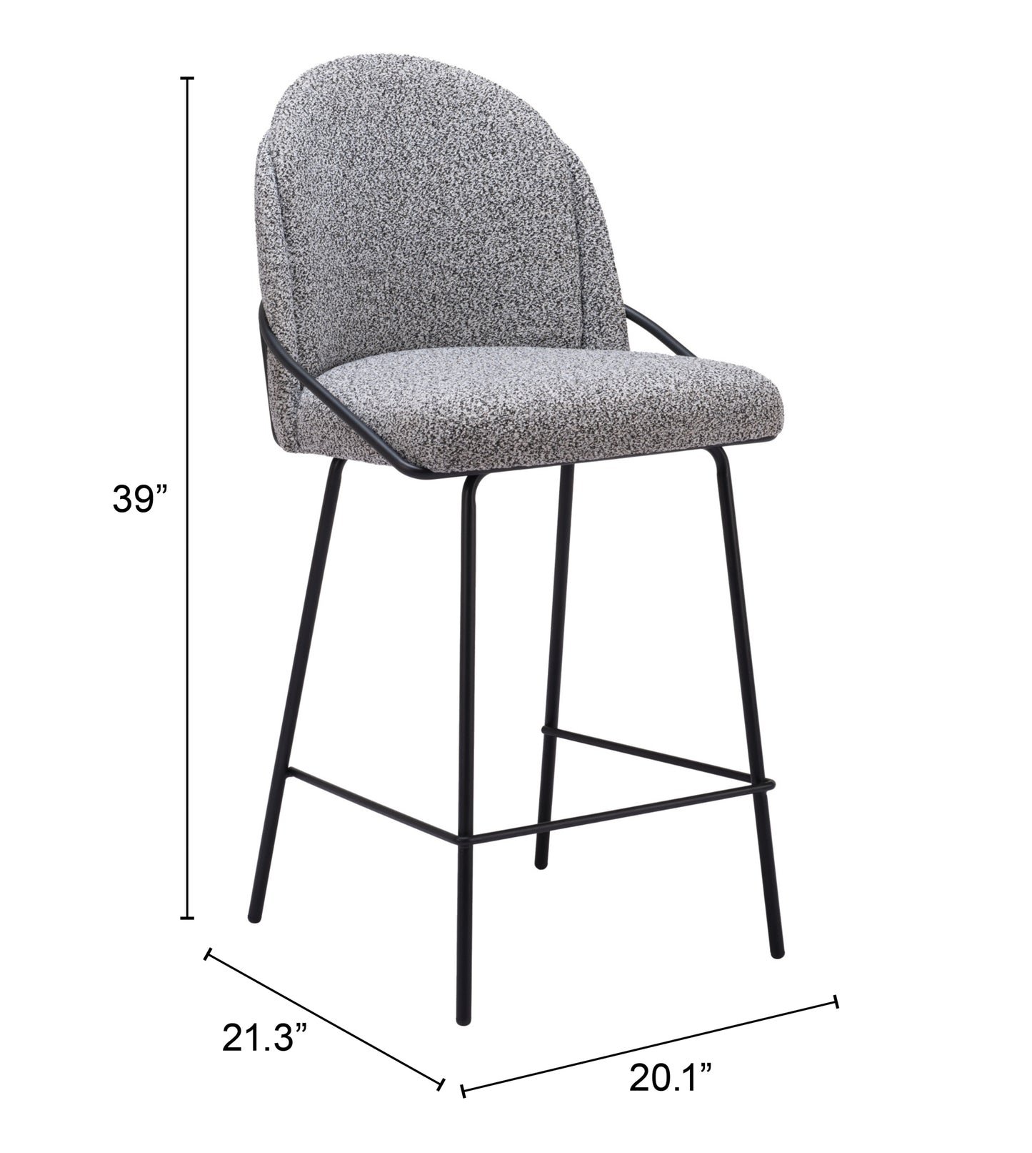 Jambi Counter Stool Set of 2 - Black & White Stylish and Modern Upholstered Stools for Contemporary Kitchens and Dining Areas