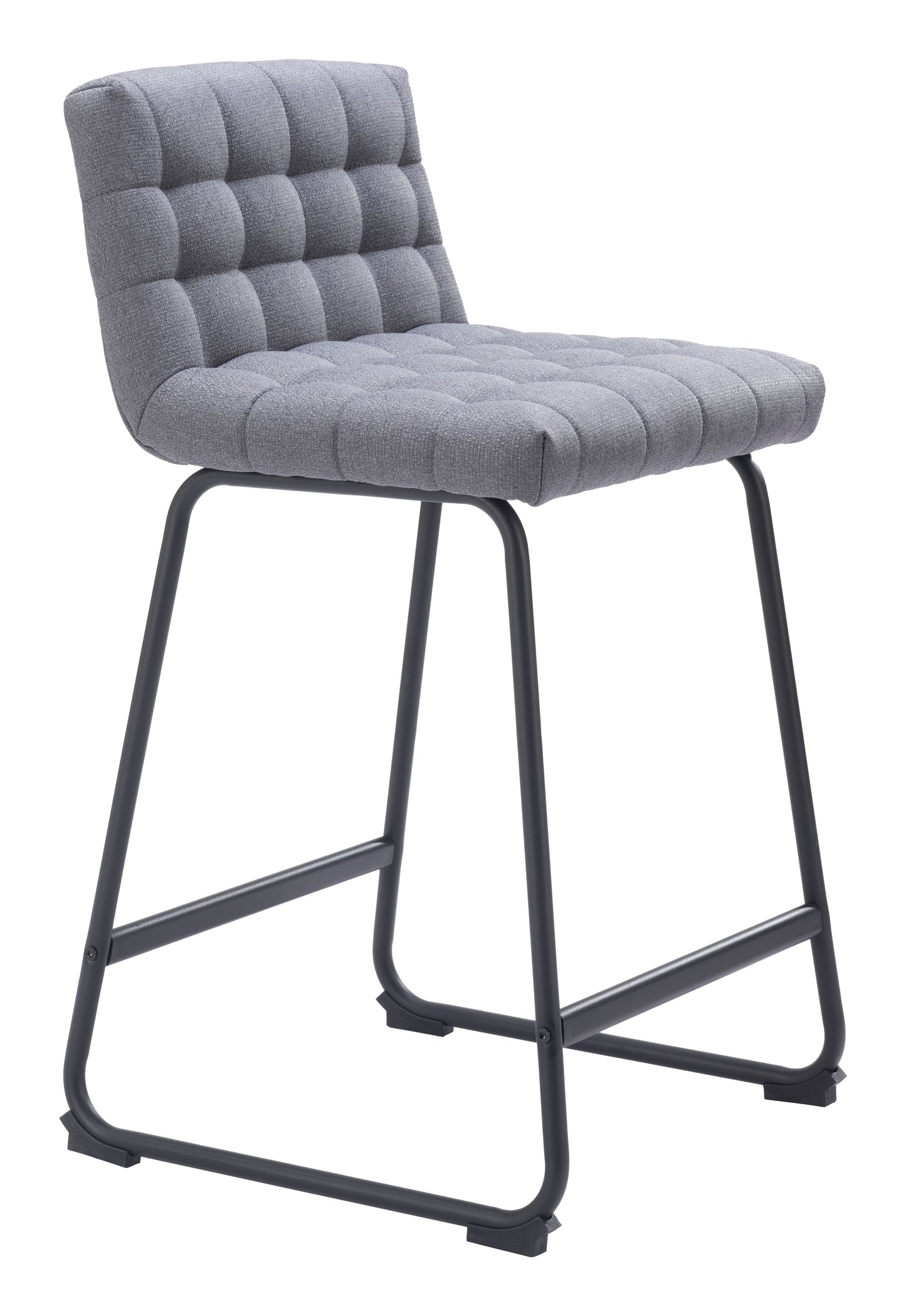 Pago Counter Stool Set of 2 - Gray Modern and Stylish Upholstered Stools for Contemporary Kitchens and Dining Spaces