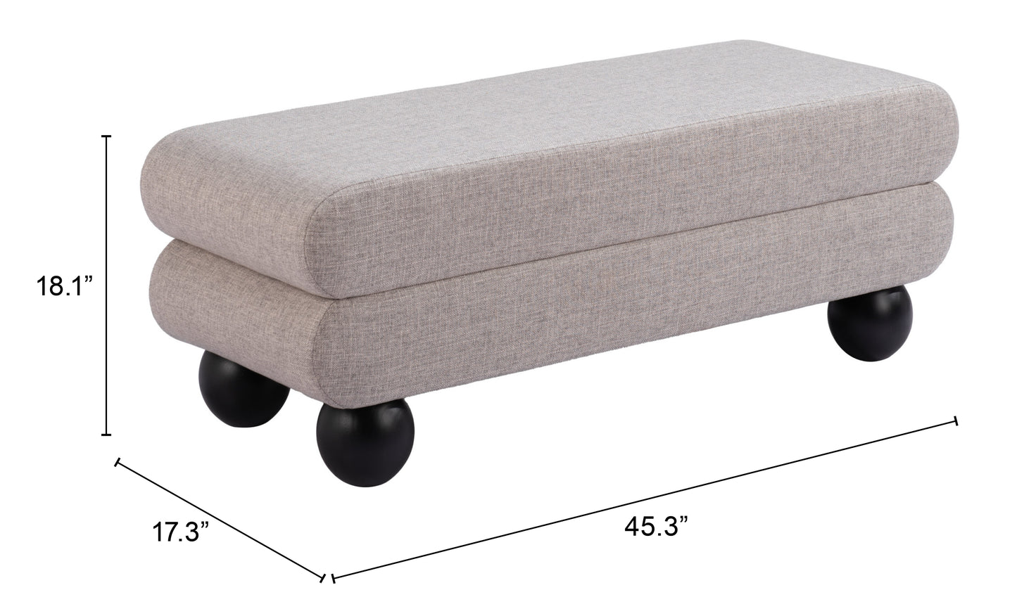 Davao Bench - Gray Elegant and Functional Upholstered Bench for Modern Living Spaces