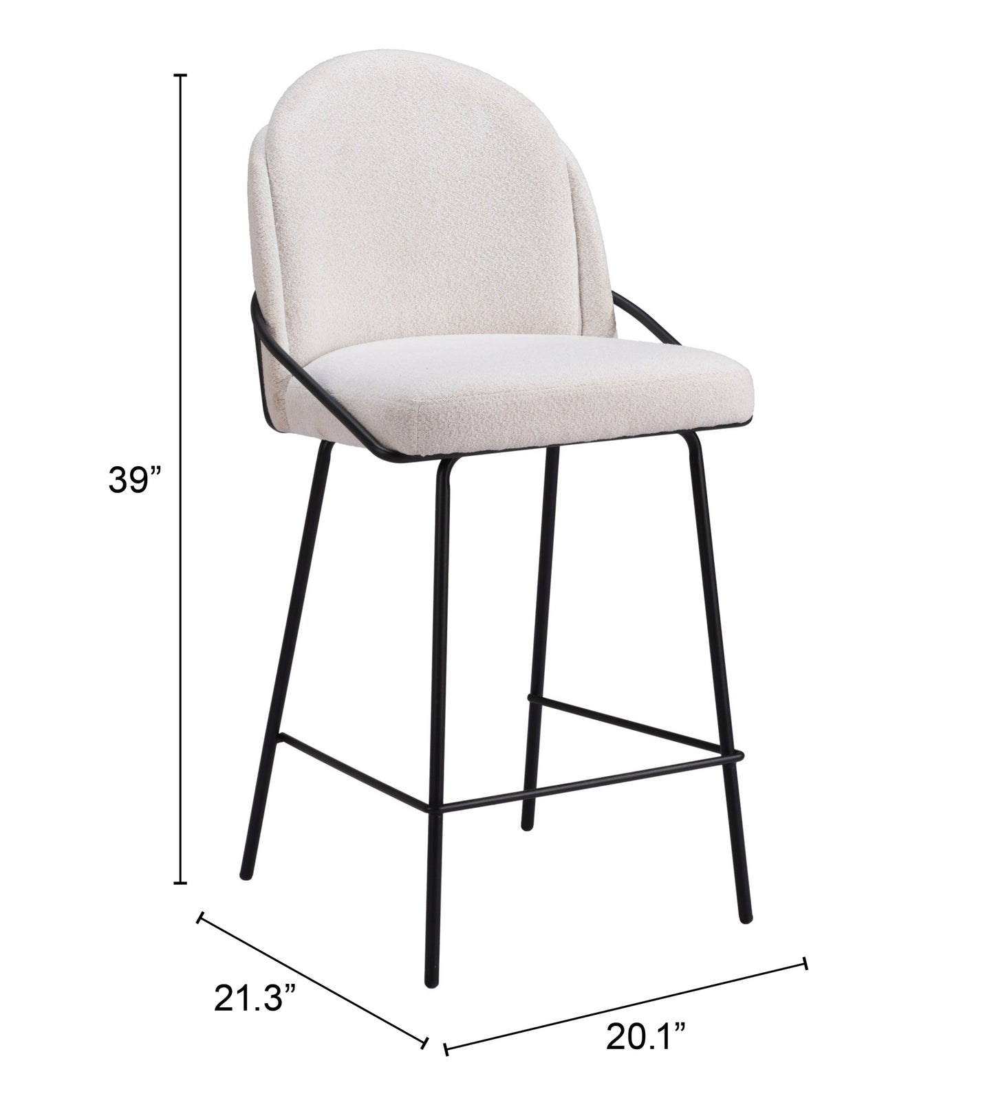 Jambi Counter Stool Set of 2 - Ivory Elegant and Comfortable Upholstered Stools for Modern Kitchens and Dining Spaces