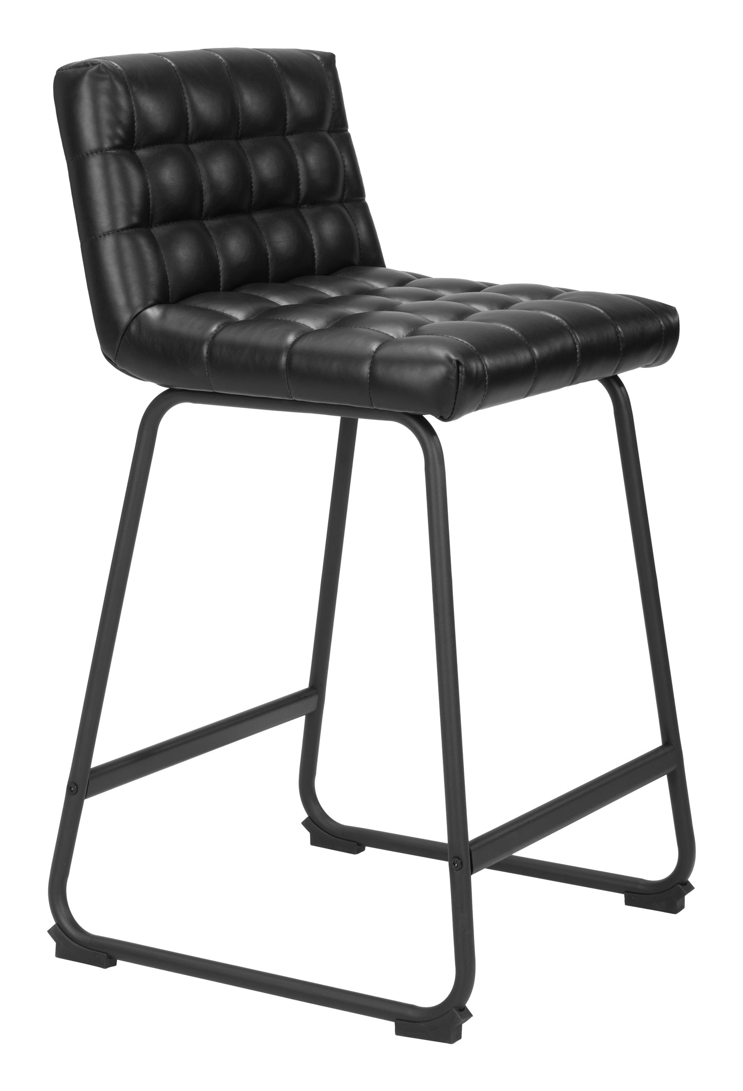 Pago Counter Stool Set of 2 - Black Modern and Stylish Upholstered Stools for Contemporary Kitchens and Dining Spaces