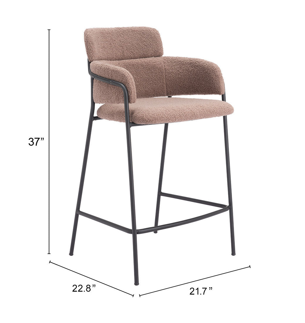 Marcel Counter Stool Set of 2 - Stylish Brown Design for Modern Kitchens and Dining Areas