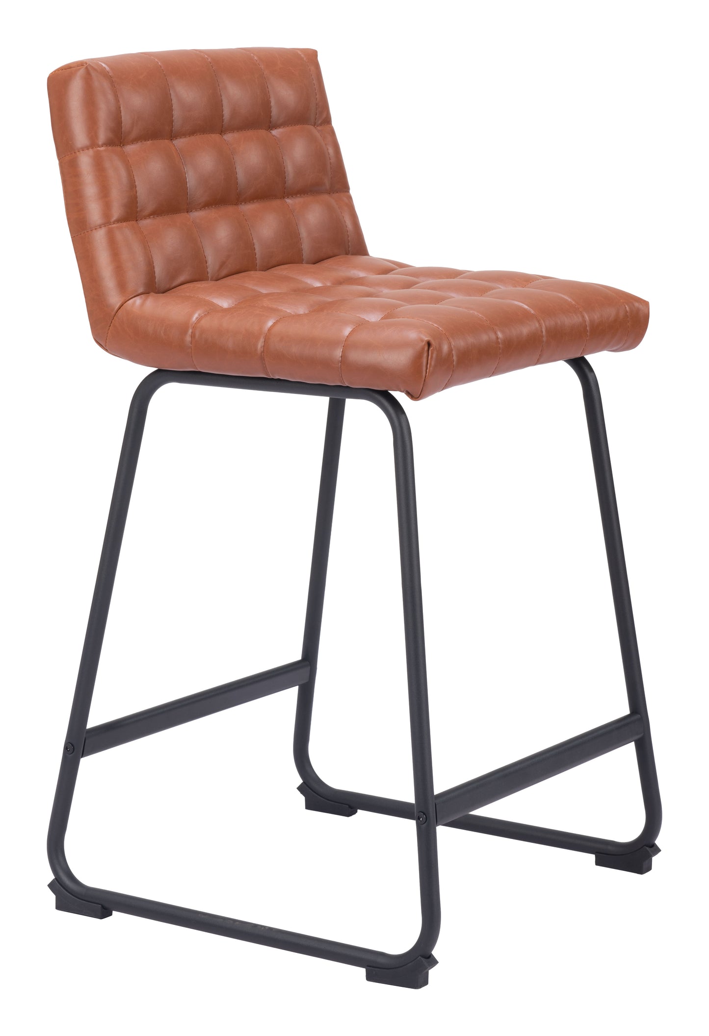 Pago Counter Stool Set of 2 - Brown Modern and Stylish Upholstered Stools for Contemporary Kitchens and Dining Spaces