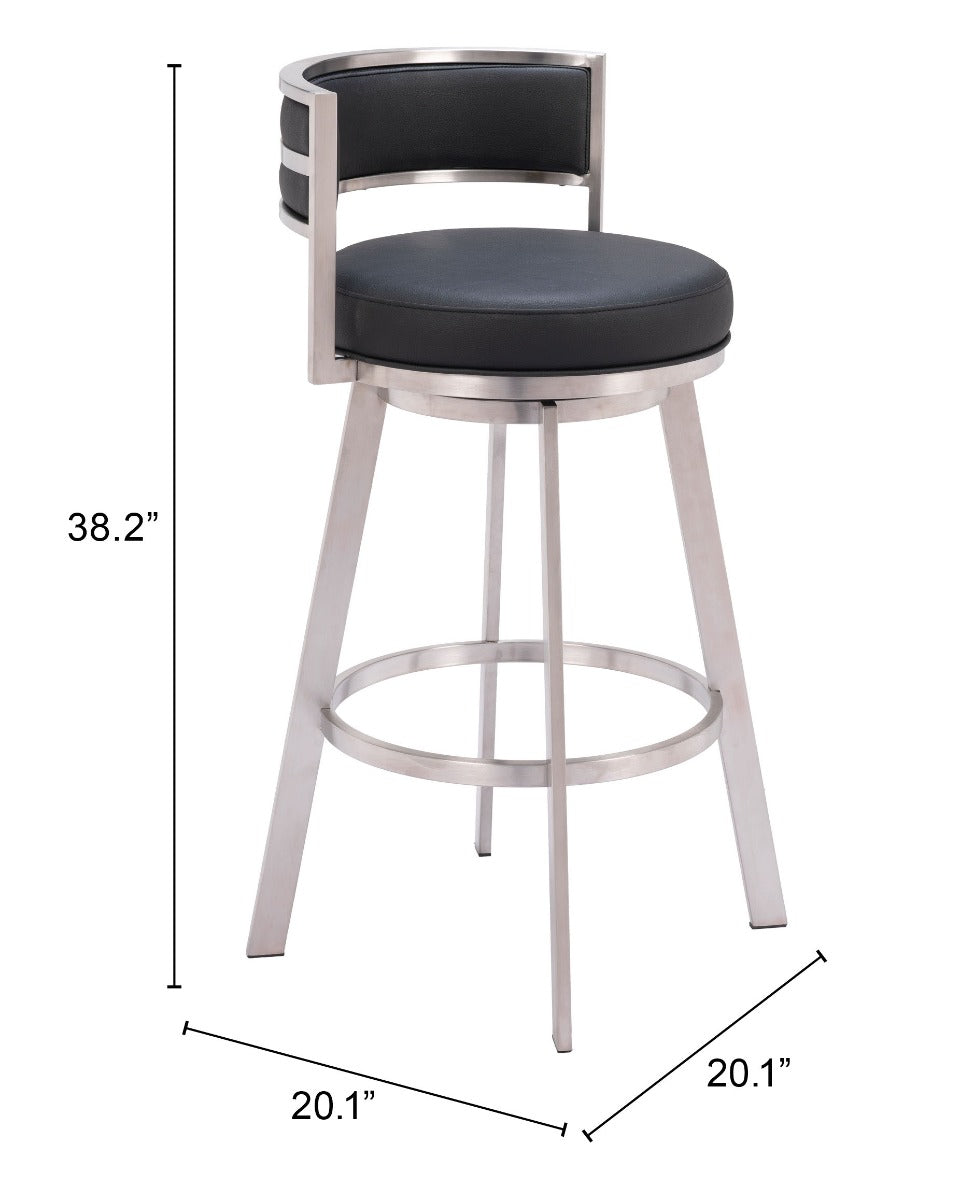 Gimsby Swivel Barstool - Black Sleek and Comfortable Swivel Barstool for Modern Kitchens and Home Bars