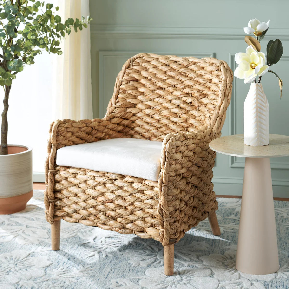 Purrl Hyacinth Accent Chair with Cushion - Natural and Comfortable Seating for a Relaxed, Coastal-Inspired Space
