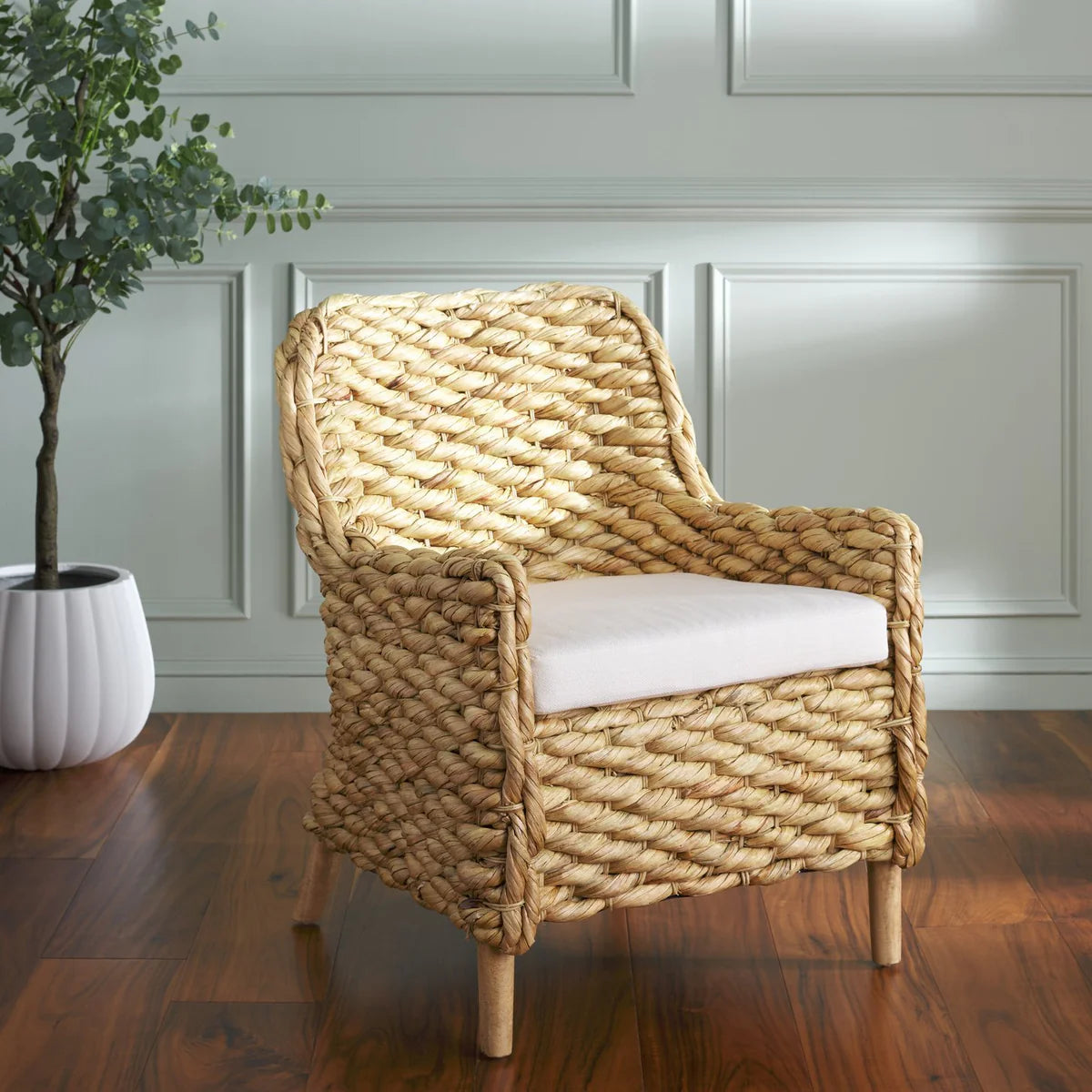 Purrl Hyacinth Accent Chair with Cushion - Natural and Comfortable Seating for a Relaxed, Coastal-Inspired Space