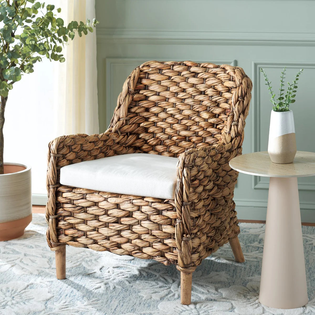 Purrl Hyacinth Accent Chair with Cushion - Natural and Comfortable Seating for a Relaxed, Coastal-Inspired Space