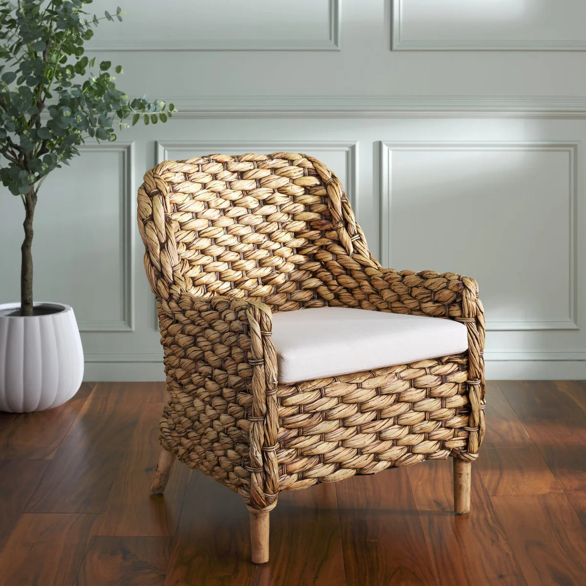 Purrl Hyacinth Accent Chair with Cushion - Natural and Comfortable Seating for a Relaxed, Coastal-Inspired Space