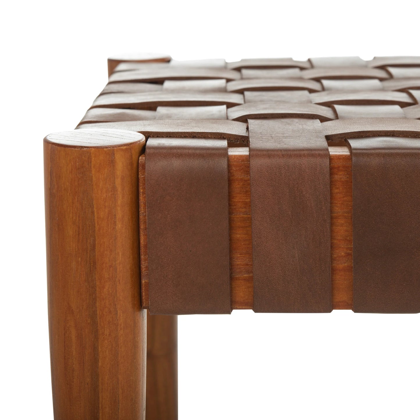 Amalia Leather Weave Bench - Chic and Contemporary Seating for Any Space