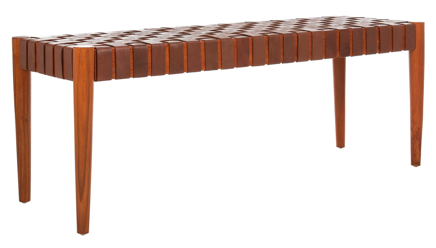 Amalia Leather Weave Bench - Chic and Contemporary Seating for Any Space