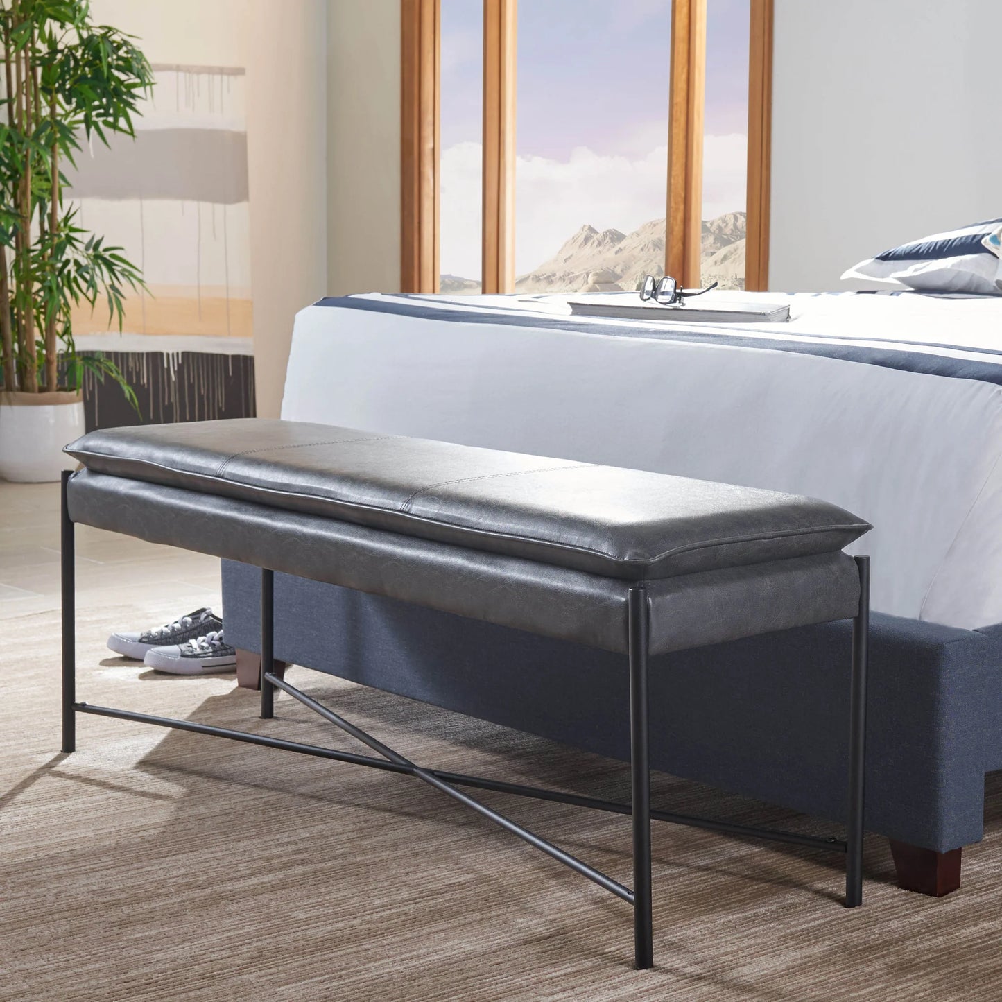 Kara Cushioned X Bench - Elegant and Versatile Seating for Modern Living Rooms or Entryways