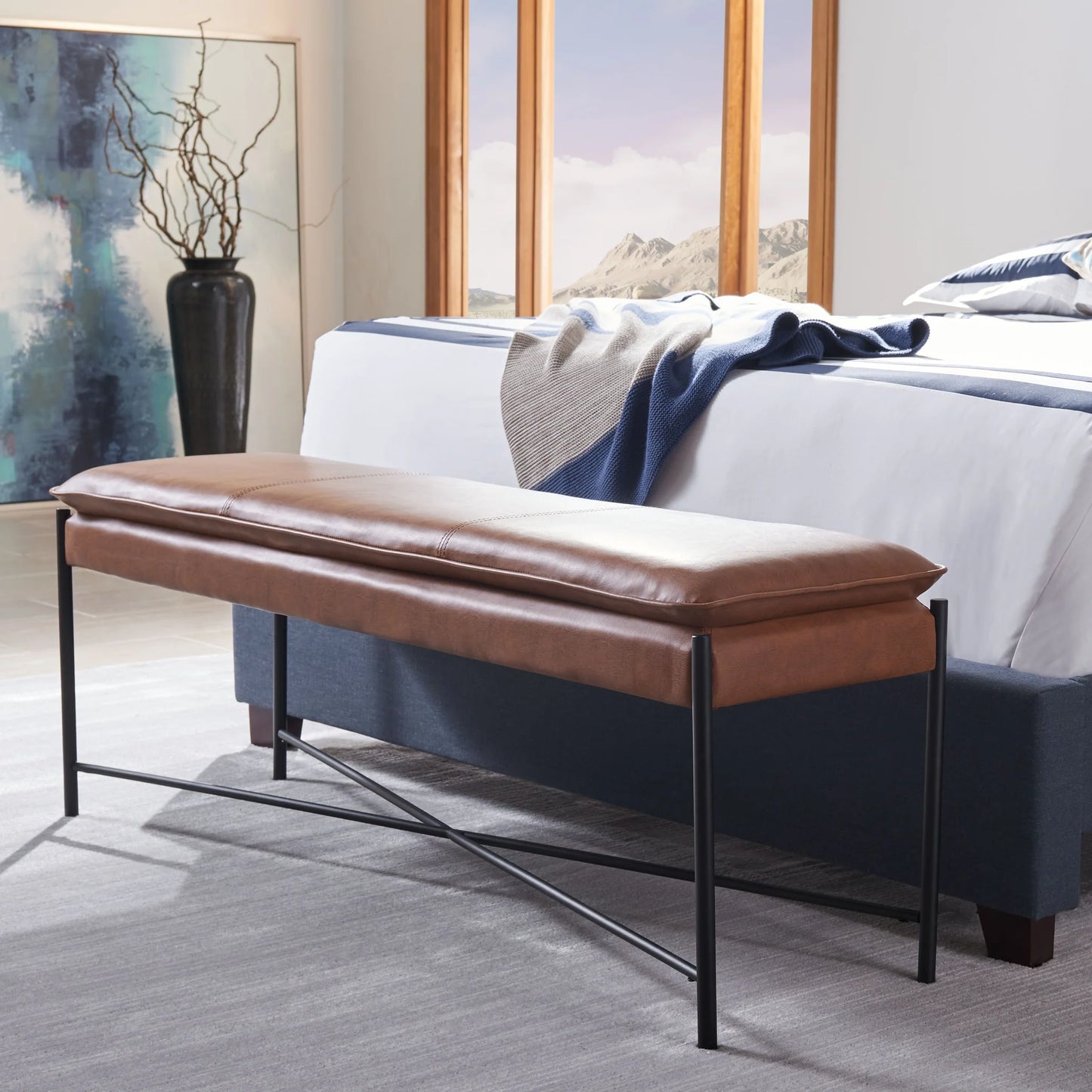 Kara Cushioned X Bench - Elegant and Versatile Seating for Modern Living Rooms or Entryways