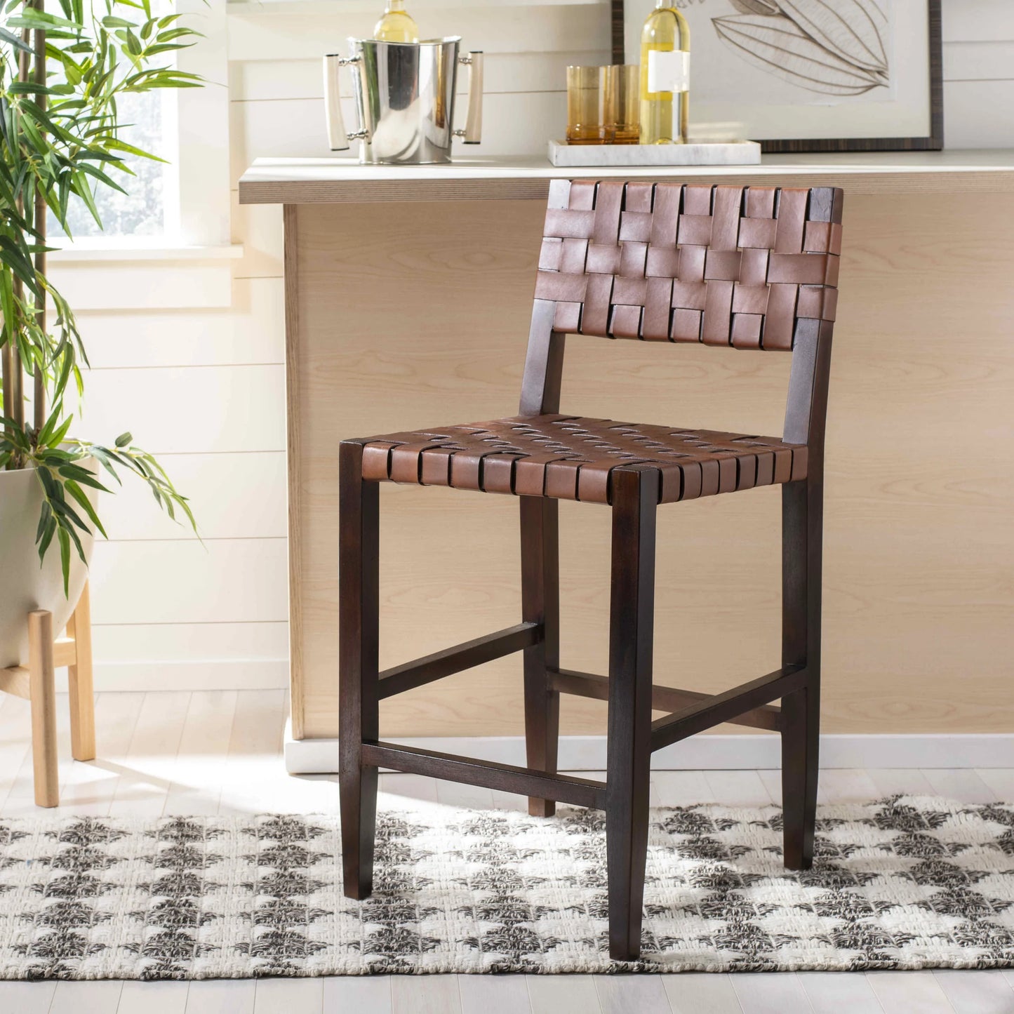 Paxton Woven Leather Counter Stool - Stylish and Comfortable Seating for Your Kitchen or Bar
