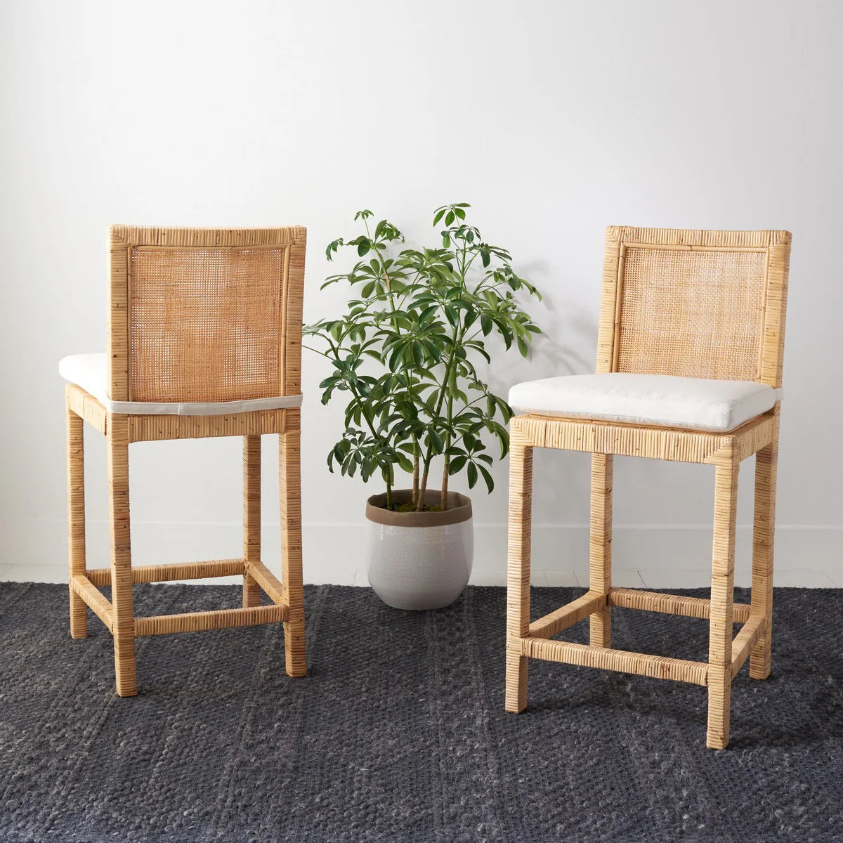 Tojo Cane Counter Stool with Cushion - Stylish and Comfortable Seating for Your Kitchen or Bar Area
